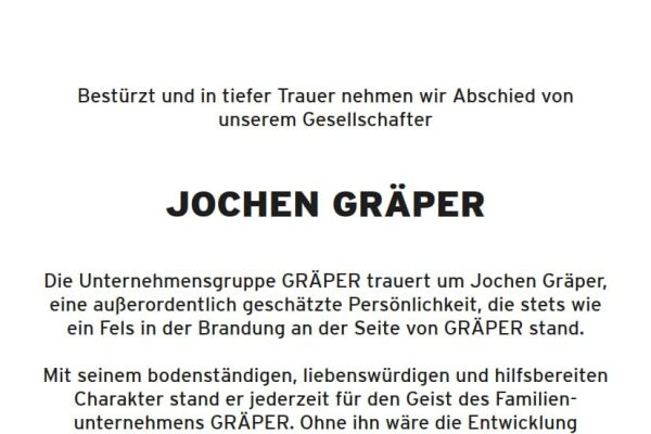 GRÄPER trauert um Jochen Graeper