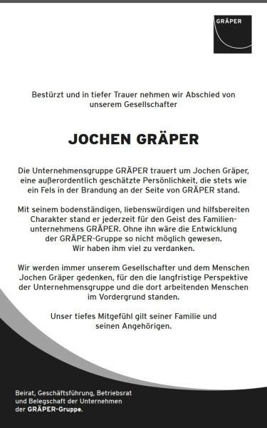 GRÄPER trauert um Jochen Graeper